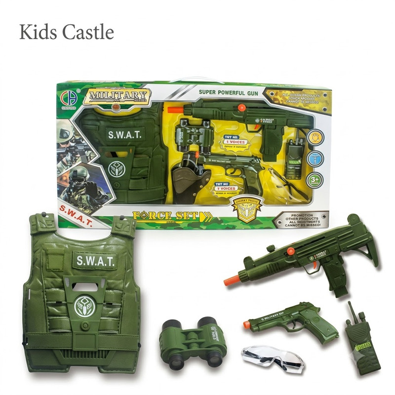 Military Gun Set with Accessories in Transparent Box